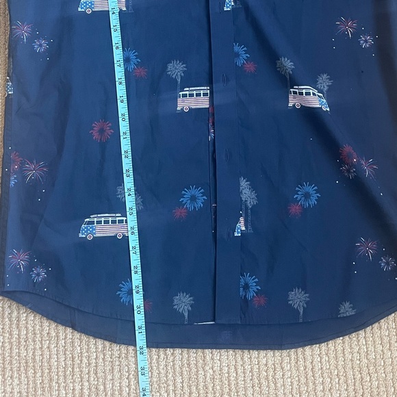 Travis Mathew Men's What Goes Up Button Up Blue American Flag Fireworks Size XL - Picture 12 of 12